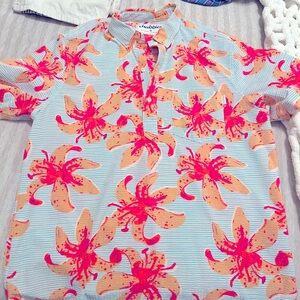 Chubbies stretch searsucker flower polo